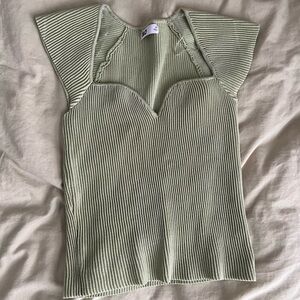 SO Light Green Ribbed Knit Top